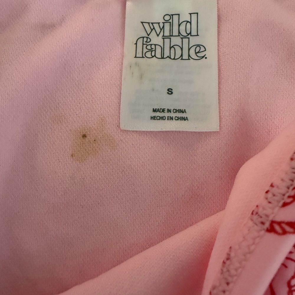 Shade & Shore NWT (THERE ARE SOME FLAWS) Pink Bikini Bottom Red Tie Sides - Picture 5 of 6